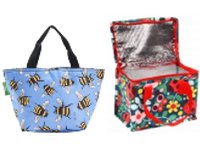 Examples of lunch bag designs, bees and floral