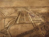 Farnham, Moor Park, birds eye view of Sir William Temple's garden. Attributed to J Kip, circa 1690. Reference PX/64/163
