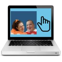 Two people on laptop screen