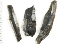 Three pieces of flint found during the dig