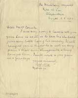 Letter from A Willes, matron at Ras-el-Tin Military Hospital, Alexandria