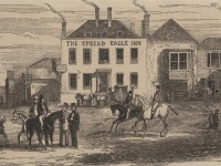 The Spread Eagle Inn Epsom by Hine mid 19th cent