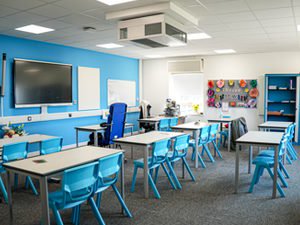 Interior of the new teaching block at Phillip Southcote School