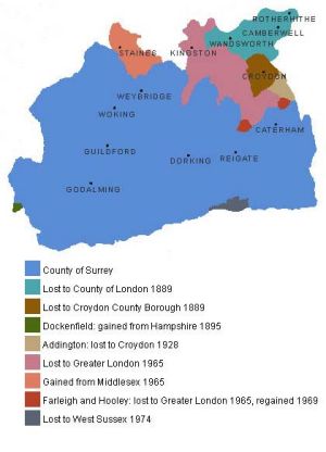 Boundaries of the county of Surrey