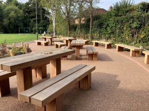 Picnic benched in Claygate Recreation Ground