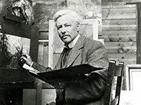 Edward Wilkins Waite in his studio, c1914 