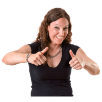 Smiling woman thumbs up