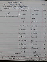 Scorecard of England v Australia Test match at The Oval, 1948 SHC ref 3035/9/3