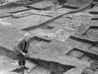 Chapel foundations with Brian Hope-Taylor in foreground 