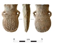 ampulla from dig which is a standard scallop-shell shape