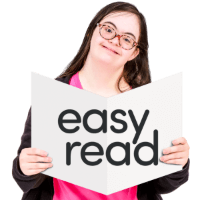 Girl with easy read page