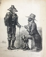 Two black men in conversation, smoking clay tobacco pipes