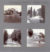 Album page containing photograph of Hubert Parry [?with Susan Lushington] at Highnam Court, Jul 1902 (SHC ref 7854/4/47/3/8)