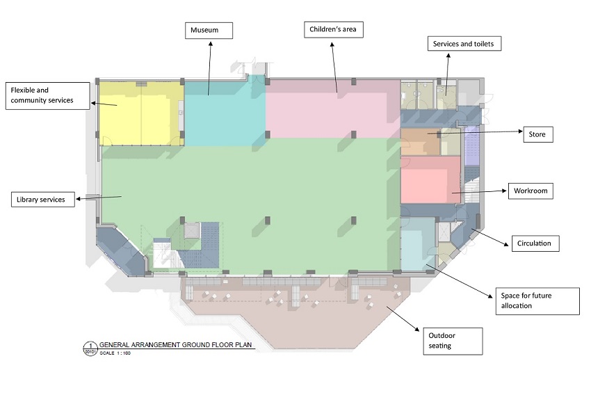  Indicative floor plan of the ground floor of the new Staines Hub 