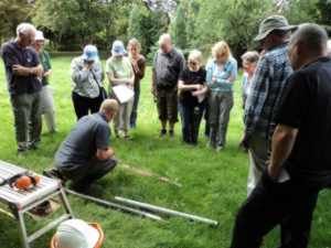 Examining the borehole cores during the Hogsmill Project