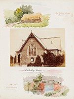 Cartbridge Chapel and watercolours of Tyting Farm and the River Wey near St Catherine's, 1891 