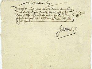 Receipt for £100 signed by John Donne thumbnail