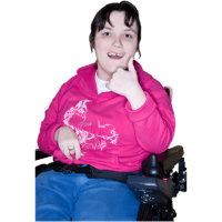 Girl smiling in wheelchair