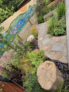 Angled view of show garden at RHS Garden Show