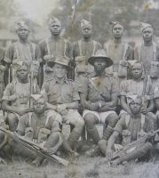 CSM H L Amor of the 1st Battalion, the East Surrey Regiment, with the 7th Battalion Gold Coast Regiment, Royal West African Frontier Force, c.1930s (SHC ref ESR/2/13/17/p49).