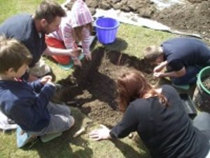 A mini dig session for school children