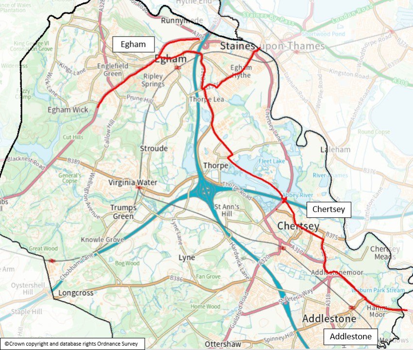 Phase 1 Cycling Routes in Runnymede