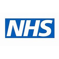 NHS logo in blue and white