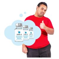 Man with vaccine bottles