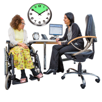 Doctor and patient with time shown
