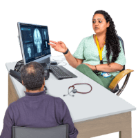 Doctor explaining brain scan