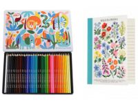 Coloured pencil tin and notebook examples