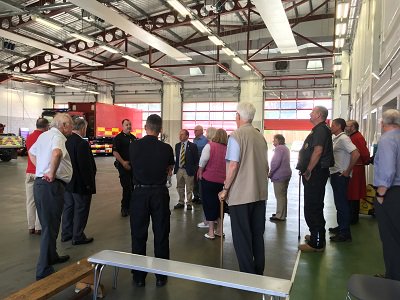 People being shown the inside of the fire station