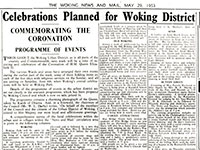 Woking News and Mail article entitled 'Celebrations Planned for Woking District', 29 May 1953