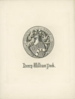 Sir Henry William Peek's bookplate, an example of the heraldic style (SHC Ref: PX/46/4)