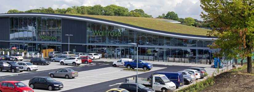 Sedum roof on a large Waitrose store