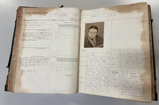 Close up of Manor Hospital case book